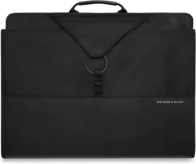 Briggs & Riley Check In Garment Sleeve for Hanging Clothes - Suit & Dress Travel Bag for Men & Women, Wrinkle Reducing Carrier for Shirts, Tuxedos, Coats, & More - Travel Essentials, Black