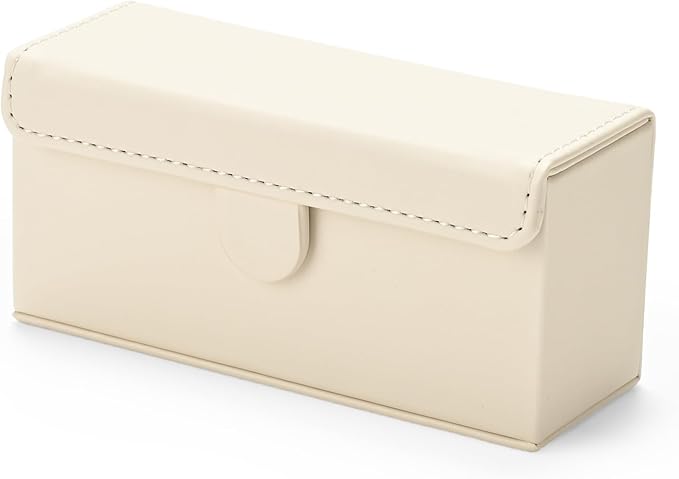 Leather Travel Jewelry Box, Portable Pocket Size Ring Box for Women, Mini Jewelry Travel Case Small Ring Holder Organizer with 12 Slots for purse(Beige)