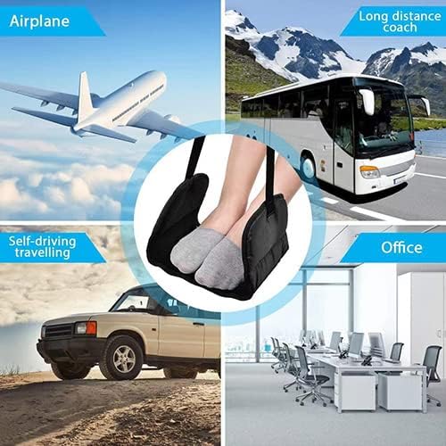 2 Pack Airplane Footrest,Travel Foot Hammock for Flights,Reduce The Swelling of Feet,Adjustable Height Relaxing Hammock for Legs and Feet Rest