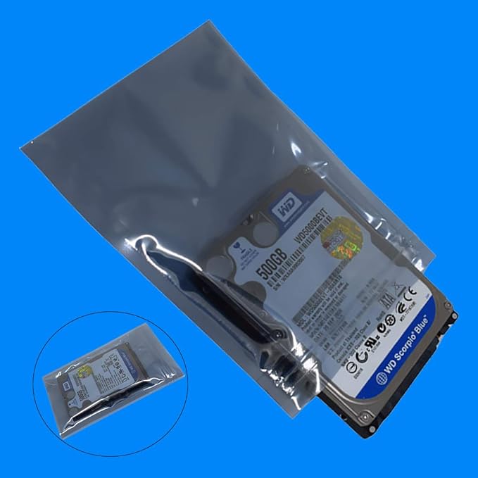 100pcs 5.9x7.87in/15x20cm Anti Static Bags,Premium ESD bags Resealable for 3.5'' SSD HDD with 100pcs Labels, Anti-static Bags for Hand Drive or Varieties of Electronic Device