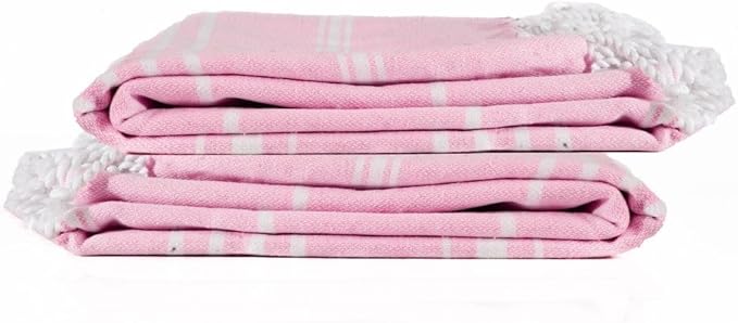Cotton Turkish Beach Towel with Towels Oversized 36"x72" Pool Absorbent Extra Large Quick Dry Sand Travel Towel (Peony Plush, 2 Pack)