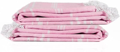 Cotton Turkish Beach Towel with Towels Oversized 36"x72" Pool Absorbent Extra Large Quick Dry Sand Travel Towel (Peony Plush, 2 Pack)