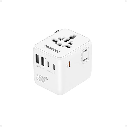 35W Universal Travel Plug Adapter,7-Port PD&QC Fast Charging Power Adapter,Worldwide Outlet Wall Charger for USA/EU/UK/AUS Over 200 Countries-Type C/A/G/I