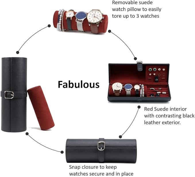 Travel size round Watch, Cufflinks and Jewelry Box and Organizer (Fabulous)