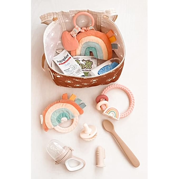 Itzy Ritzy Packing Cubes for Travel – Set of 3 Packing Cubes or Travel Organizers; Each Cube Features a Mesh Top, Double Zippers and a Fabric Handle (Terracotta Sunrise)