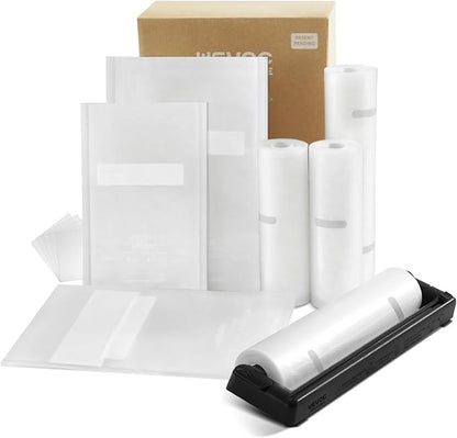 Wevac Family Pack Vacuum Sealer Bags Rolls with Dispenser – 6"x10" (50pcs), 8"x12" (70pcs), 8"x20' & 11"x20' Rolls, Heavy Duty, Leakproof, Ideal for Sous Vide, Meal Prep, Food Saver