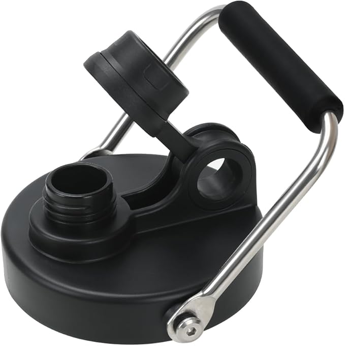 Spout Lid for Hydro Flask Wide Mouth Sport Water Bottles, Replacement Lids for 128oz Wide Mouth Insulated Bottles with Handle Easy to Carry (Black)