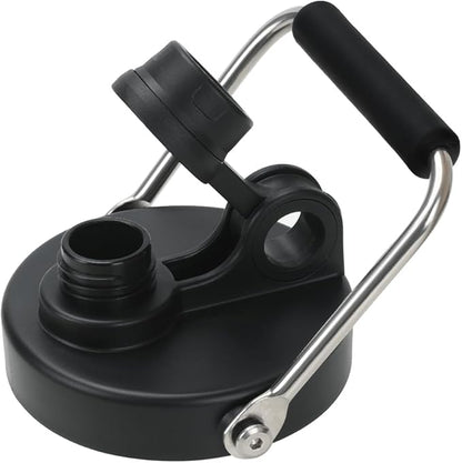 Spout Lid for Hydro Flask Wide Mouth Sport Water Bottles, Replacement Lids for 128oz Wide Mouth Insulated Bottles with Handle Easy to Carry (Black)