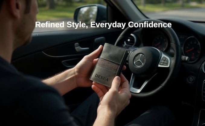 Mens Wallet, Premium Leather Slim Wallet, RFID Blocking Pop-Up Card Holder, Extra Credit Card Slots, Cash Slot, Magnetic Closure, Christmas Gift Ready Gift Box Included