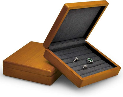 Oirlv Solid Wood Ring Jewelry Box Organizer Earrings Jewelry Drawer Organizer Tray with Lid (Grey)