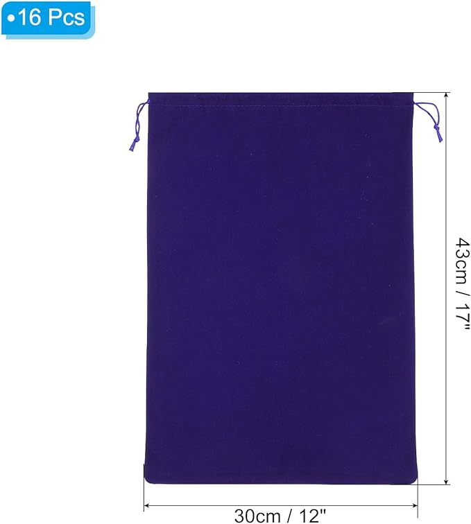 PATIKIL Shoe Dust Bag, 16 Pack Duster Flannel Shoes Pouch with Drawstring Washable Breathable Travel Shoe Bags for Home Luggage Storage, 12x17" Deep Blue