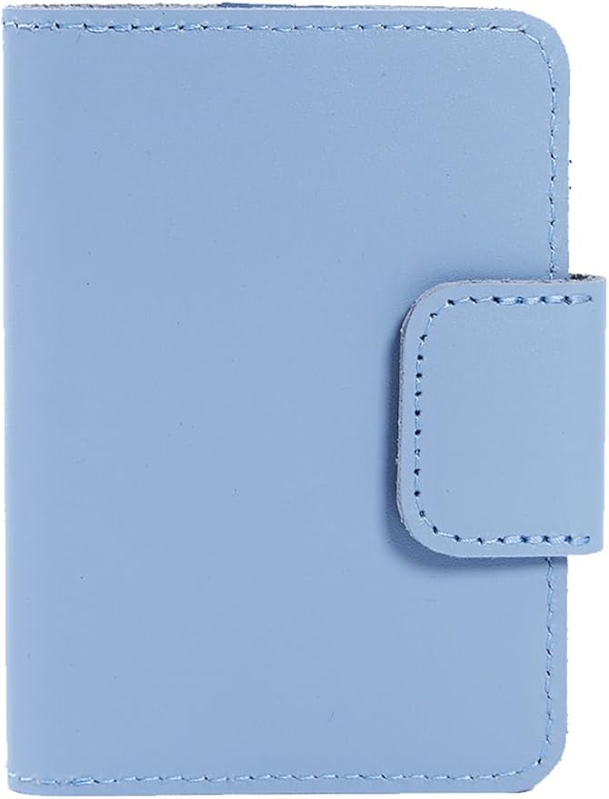 Travel Passport Wallet - Leather Passport Cover Compatible with Airtag Passports Cover with Card Slots & Note Compartment, Magnetic Closure, Genuine Leather, Classic Light Blue