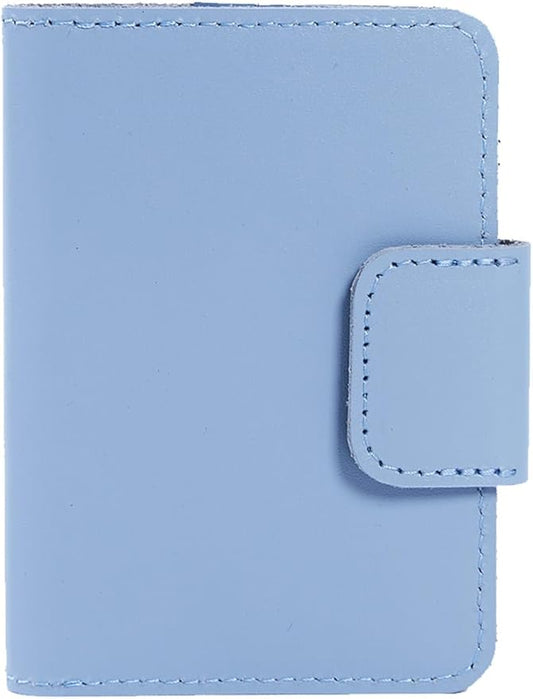 Travel Passport Wallet - Leather Passport Cover Compatible with Airtag Passports Cover with Card Slots & Note Compartment, Magnetic Closure, Genuine Leather, Classic Light Blue