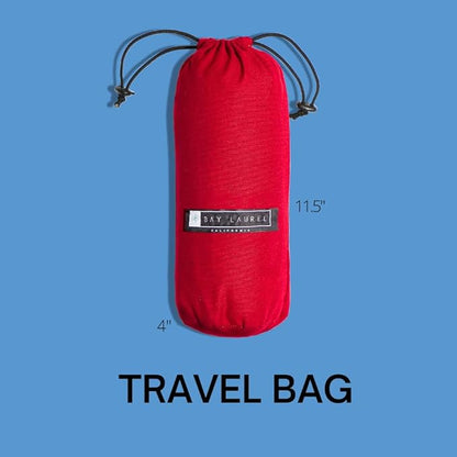 BAY LAUREL Turkish Beach Towel with Travel Bag 39 x 71 Quick Dry Sand Free Lightweight Large Oversized Towels Light (Blue with Red Bag)