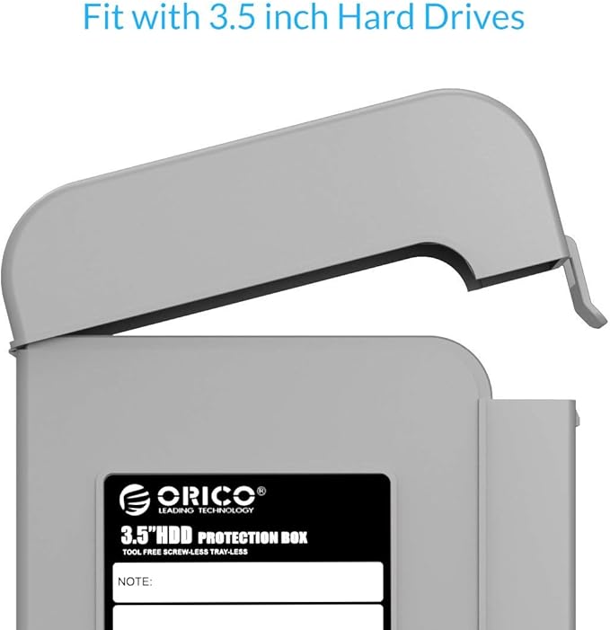 ORICO 5 Packs 3.5inch Hard Drive Case Protective Box Storage Case Cover Organization Shell for Shockproof Slashproof and Dustproof for Gray-PHI-5S