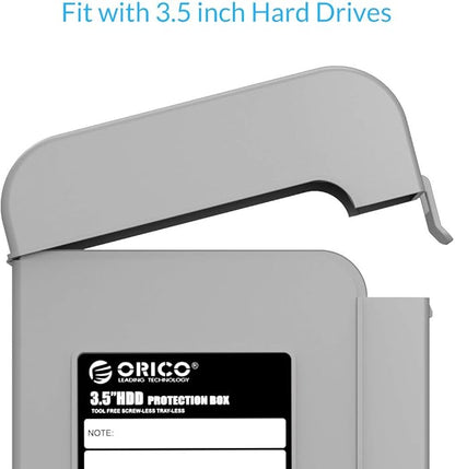 ORICO 5 Packs 3.5inch Hard Drive Case Protective Box Storage Case Cover Organization Shell for Shockproof Slashproof and Dustproof for Gray-PHI-5S