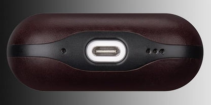 LOPIE Leather Case for AirPods Pro 2nd Generation - Handmade AirPods Pro 2 Case Cover - Made of Oil-Tanned Smooth Leather - Drop Protection Hard Shell Cover Compatible with Wireless Charging - Coffee