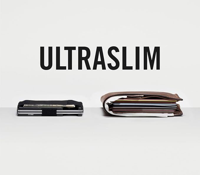 Ridge Wallet for Men - Slim Minimalist Compact Wallet and Card Holder, RFID Protected Front Pocket Wallets for Men with Integrated Cash Strap (American Traditional Tattoo B&W)