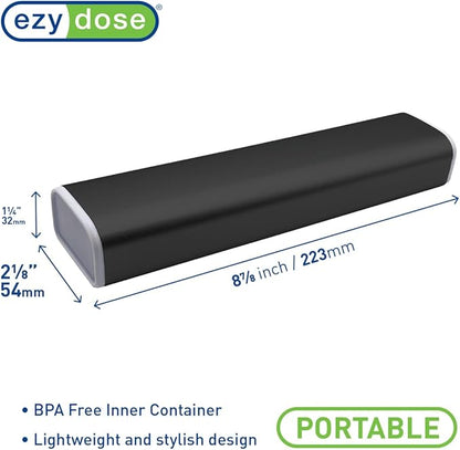 EZY DOSE Slide Pill Organizer, Stylish Medication Storage Case with Durable BPA-Free Plastic with Aluminum Exterior, Large 7-Day Weekly Compartments, Tablets, Vitamins, Compact, 9-Inch, Black