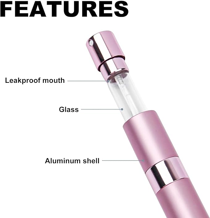 10 PCS 8ml Perfume Atomizer Refillable Bottle, Cologne Travel Spray Bottle, Mini Spray Empty for Refill, Refillable Portable Sprayer (Pink)