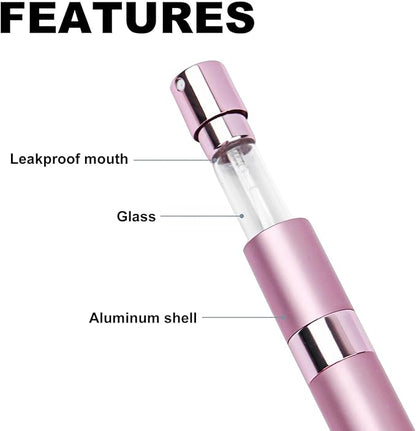 10 PCS 8ml Perfume Atomizer Refillable Bottle, Cologne Travel Spray Bottle, Mini Spray Empty for Refill, Refillable Portable Sprayer (Pink)