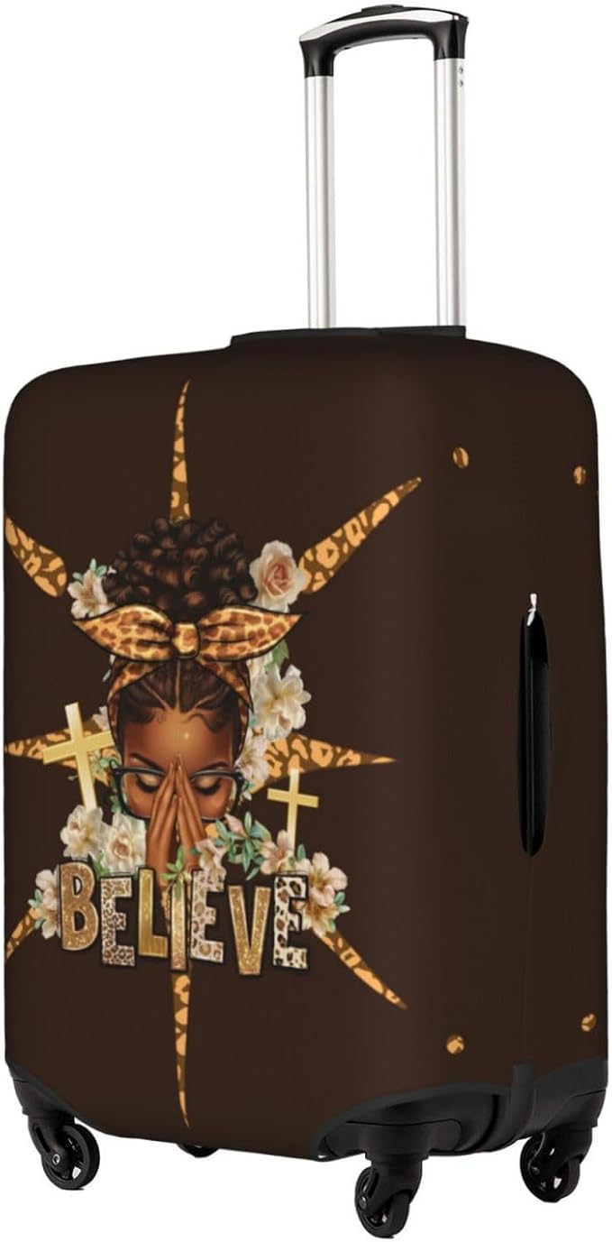 Travel Suitcase Protector African American Girl Elastic Protective Washable Luggage Cover With Concealed Zipper Suitable For 18-32 Inch(S (for 18-21 inch luggage))