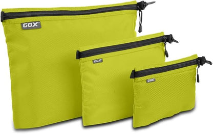 GOX 3 Pack Travel Toiletry Bag for Men Carry On Packing Organizer Zipper Pouch Portable Cosmetic Pouch Accessory Document Electronics (Green)