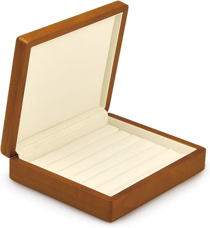 Oirlv Solid Wood Ring Jewelry Box Organizer Earrings Jewelry Drawer Organizer Tray with Lid (Creamy-white)