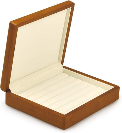 Oirlv Solid Wood Ring Jewelry Box Organizer Earrings Jewelry Drawer Organizer Tray with Lid (Creamy-white)