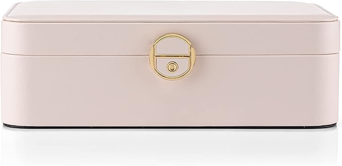 Vlando 2-Layer Jewelry Box,Valentines Day Gifts for Her Jewelry Organizer for Women Removable Jewelry Tray for Earrings Necklace,Gift Ideas,Birthday Graduation Gifts Apricot Pink