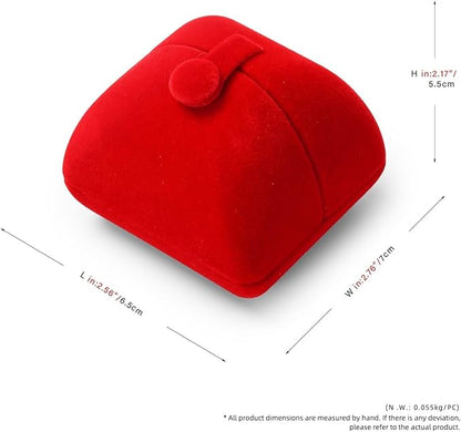 Oirlv Elegant Red Velvet Double Ring Box - Keepsake Gift Holder for Wedding, Proposal & Engagement Ceremonies (Couple Ring Bearer Box)