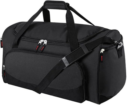 Gym Bag for Men - 55L Black Durable Large Duffle Bag for Travel, Workout, Fitness & Sport