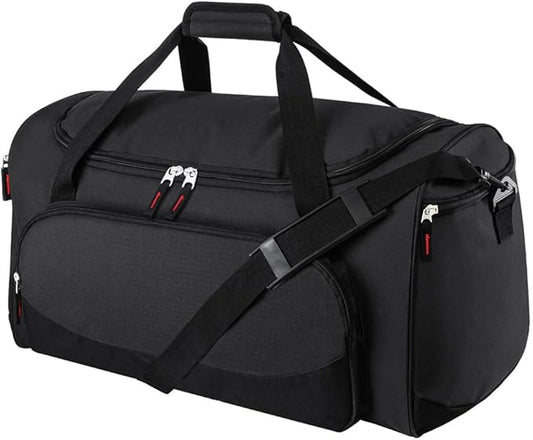 Gym Bag for Men - 55L Black Durable Large Duffle Bag for Travel, Workout, Fitness & Sport