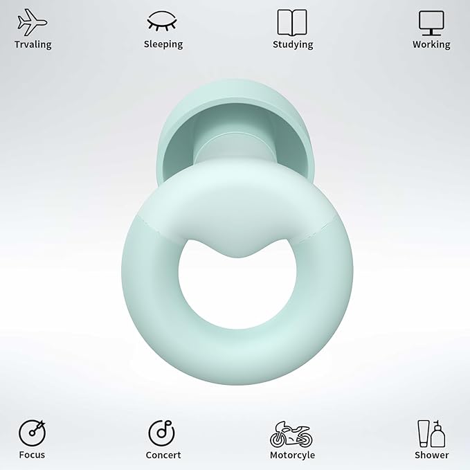 Ear Plugs for Sleeping, 2 Pairs of Reusable Earplugs for Noise Reduction 25dB-30dB with 8 Ear Tips, Soft Hearing Protection Ear Plugs for Concert,Noise Sensitivity, Study & Work