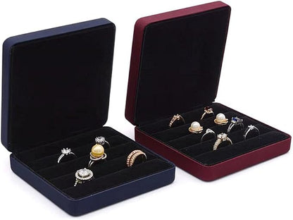 Small Ring Organizer Box, Portable Rings Jewelry Holder Case, Modern Ring Storage Tray Fit for Women,Girl for Travel (red)