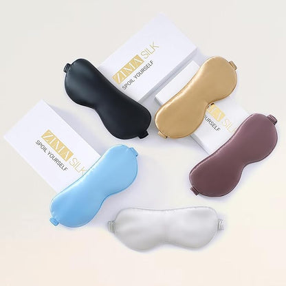 ZIMASILK Adjustable 100% 22 Momme Mulberry Silk Sleep Mask for Sleeping, Filled with Premium Mulberry Silk, Softest & Breathable Eye Sleeping Mask (Blackish Grey)