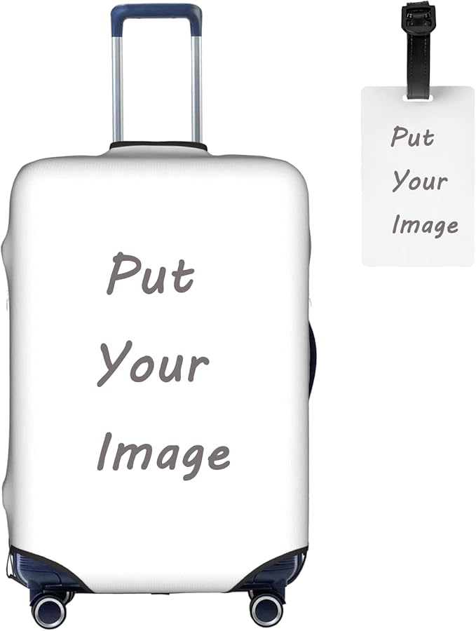 Custom Luggage Cover - Personalized Suitcase Cover with Elastic, Washable, Add Your Image & Text - X-Large, Gift for Men or Women