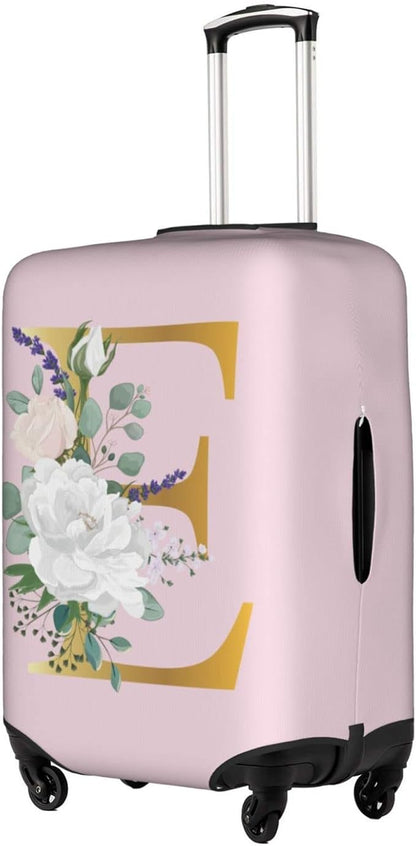 Flower Lette E Pink Luggage Cover Elastic Washable Stretch Suitcase Protector Anti-Scratch Travel Suitcase Cover for Kid and Adult XL (29-32 inch suitcase)