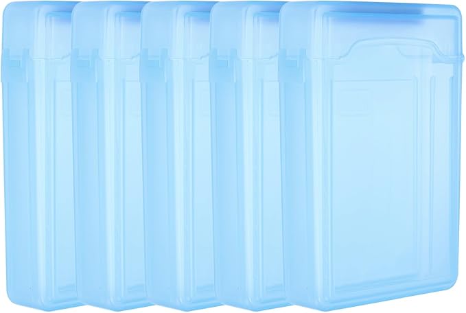 PATIKIL 6.5" x 4.5" Hard Drive Disk Case, 5Pcs Plastic Hard Disk Storage Box Portable Anti-Static Case for 3.5" External SSD HDD, Blue