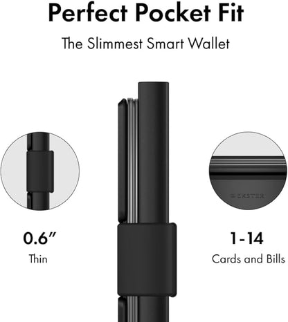 Ekster - Aluminum Cardholder Pro Wallet - All-Metal Aluminum Wallet for Men - Fits 7 Cards, RFID Blocking Layer, Ultra-Thin, Minimalist, Push Button, Card Access, Expandable, Trackable (Jet Black)