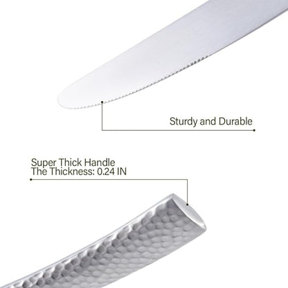 Hand Forged Stainless Steel Flatware Set Silverware Set Cutlery Set Matte Finished Hammered 5 Pieces Service for 1