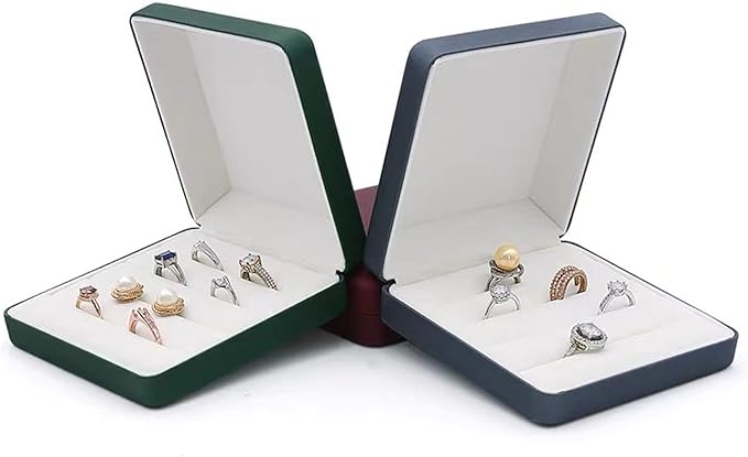 Small Ring Organizer Box, Portable Rings Jewelry Holder Case, Modern Ring Storage Tray Fit for Women, Girl for Travel (Green)
