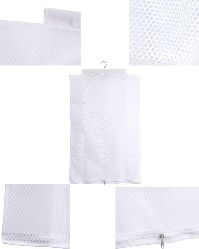 ALYER Breathable Mesh Laundry Hamper,Foldable Hanging Closet Storage Basket,Portable Space Saving Dirty Clothes Bag (White)
