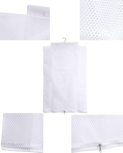 ALYER Breathable Mesh Laundry Hamper,Foldable Hanging Closet Storage Basket,Portable Space Saving Dirty Clothes Bag (White)