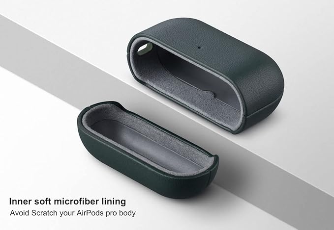 Leather Case for AirPods Pro 2nd Generation (Not for AirPods Pro 1st Gen), Lopie Handmade AirPods Pro 2 Leather Case Cover, Protective Case Fully-Wrapped with Top Grain Leather - Dark Green