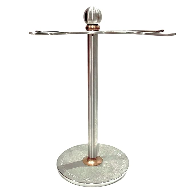 Luxury Razor and Brush Stand, The Admiral by VIKINGS BLADE, Ancient Viking Look with Heavy Distressed Stainless Steel & Brass, Extra Wide Openings, Fits Most Razors and Brushes