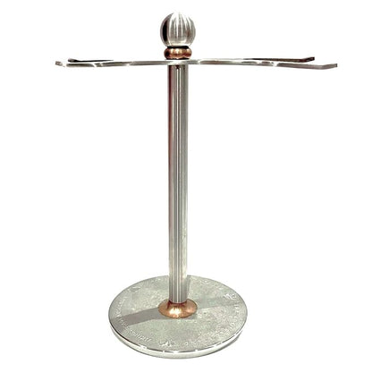Luxury Razor and Brush Stand, The Admiral by VIKINGS BLADE, Ancient Viking Look with Heavy Distressed Stainless Steel & Brass, Extra Wide Openings, Fits Most Razors and Brushes