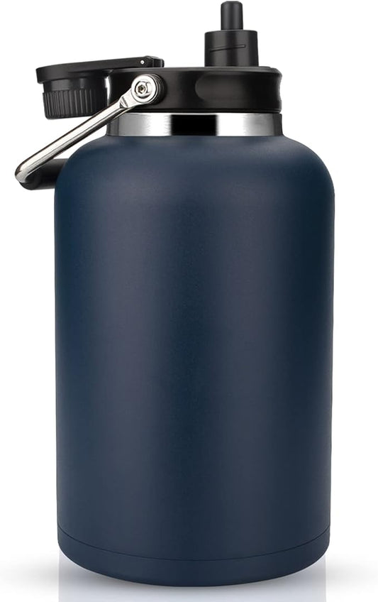 Zenbo One Gallon Jug with Straw, 128 oz Double Wall Vacuum Insulated Sports Water Bottle, Keeps Cold up to 48 Hours, Leak-Proof & Sweat-Proof Stainless Steel Water Jug for Gym, Outdoor & Camping