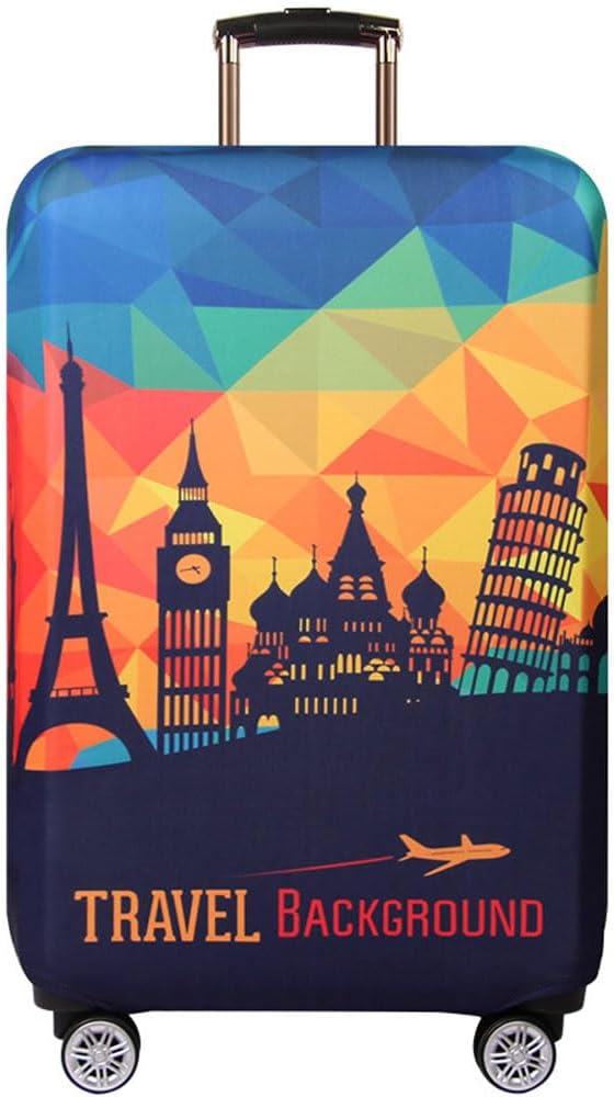 MosaiRudo Thicker Luggage Cover Elastic Suitcase Cover Protector Fits 18-32 Inch Suitcase Travel Accessories (Travel-4, M)