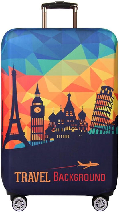 MosaiRudo Thicker Luggage Cover Elastic Suitcase Cover Protector Fits 18-32 Inch Suitcase Travel Accessories (Travel-4, M)